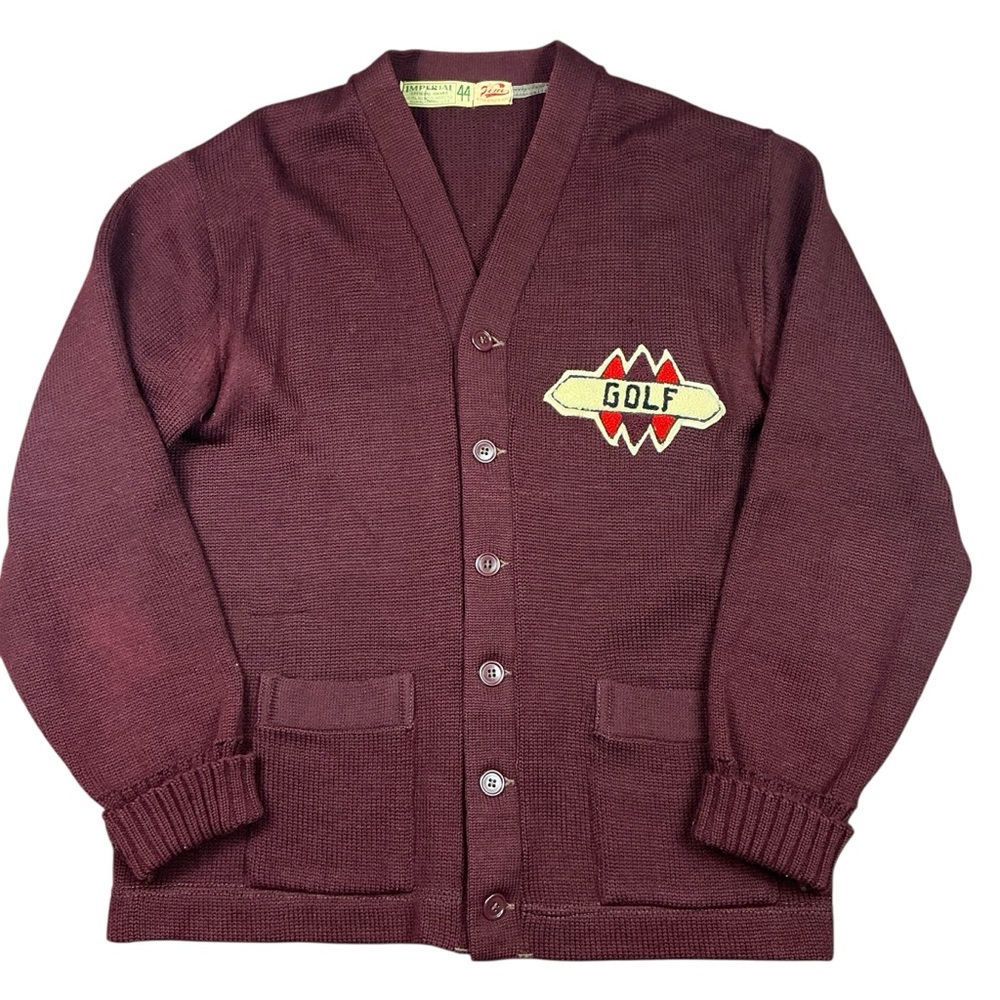 Vintage 1950s Golf Imperial wool varsity Letterman sweater USA made size medium
